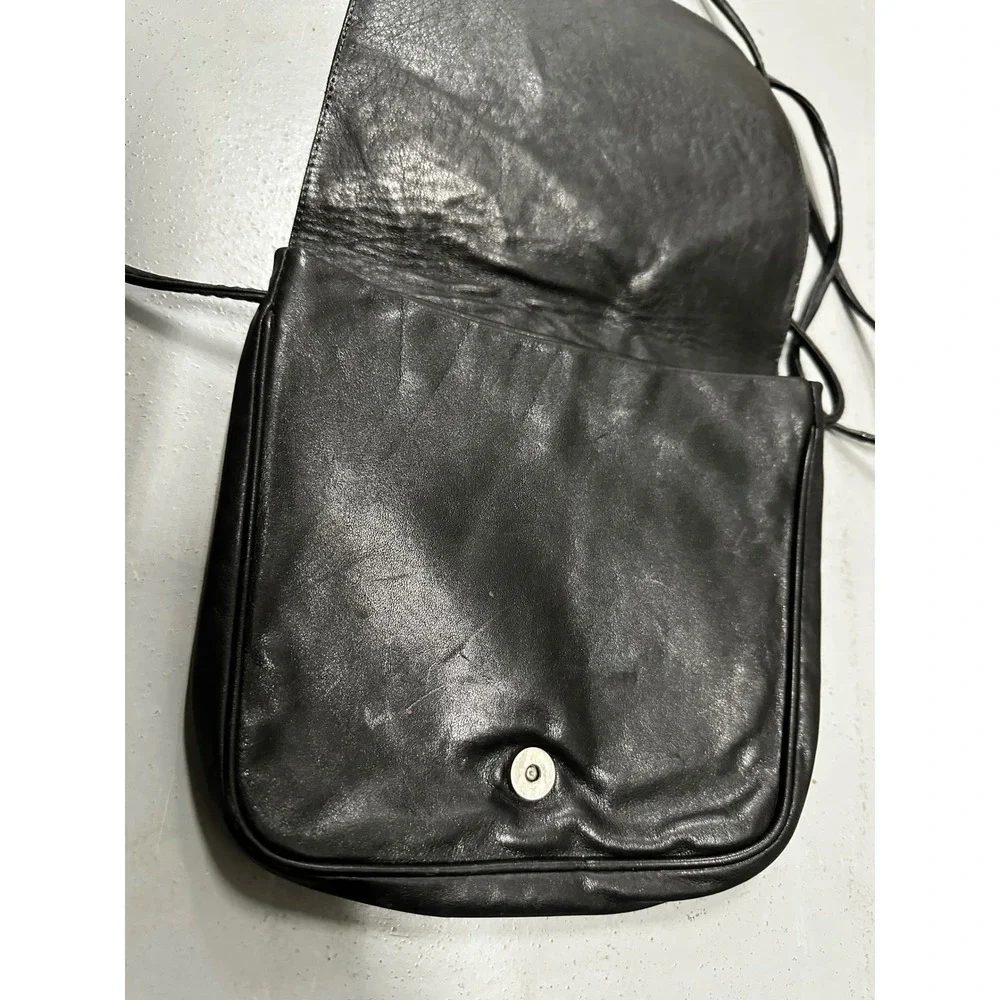 Vintage Black Patchwork Exotic Embossed‎ Leather Crossbody Bag Small Purse